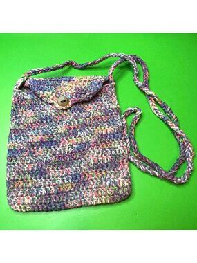 Gypsy Rose Handmade Crochet Purse Multicolor Purple Cotton Nepal Boho Hippie Bag